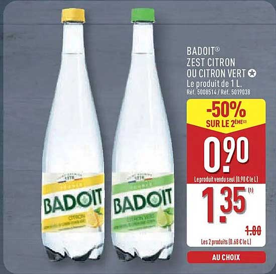 BADOIT ZEST CITRON OU CITRON VERT