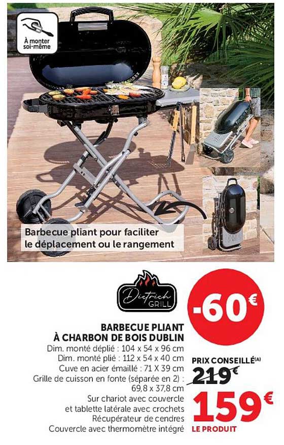 Barbecue pliant à charbon de bois Dublin