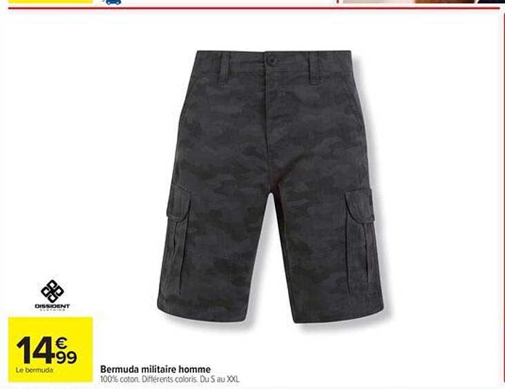Bermuda militaire homme