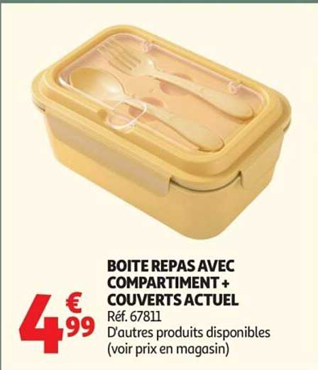BOITE REPAS AVEC COMPARTIMENT + COUVERTS ACTUEL
