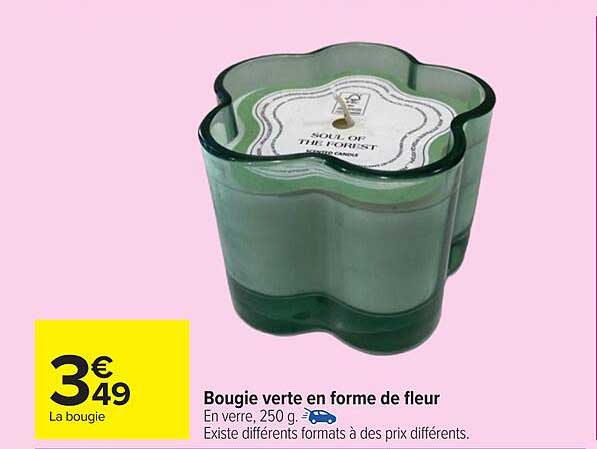 Bougie verte en forme de fleur