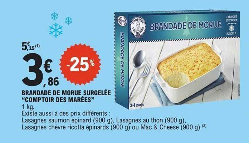 BRANDADE DE MORUE SURGELÉE “COMPTOIR DES MARÉES”