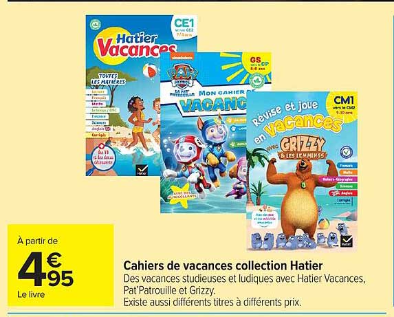 Cahiers de vacances collection Hatier