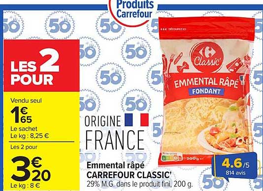 Carrefour Classic' Emmental râpé fondu