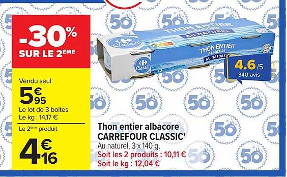 Carrefour Classic' Thon entier albacore