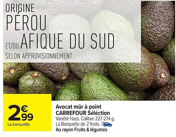 CARREFOUR Sélection Avocat mûr à point