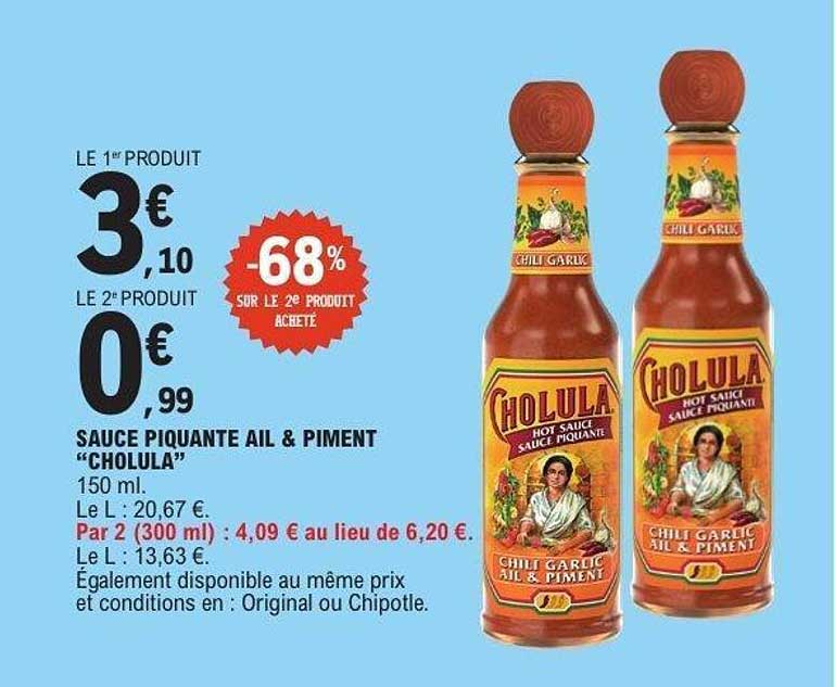 Cholula Sauce piquante ail & piment