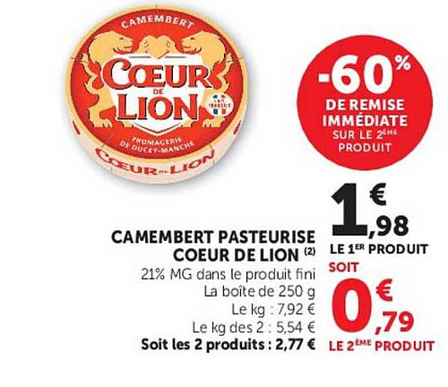 Cœur de Lion Camembert pasteurisé