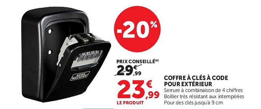 COFFRE À CLÉS À CODE POUR EXTÉRIEUR