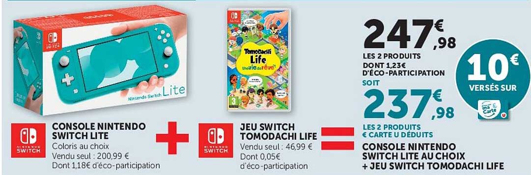 Console Nintendo Switch Lite + Jeu Switch Tomodachi Life