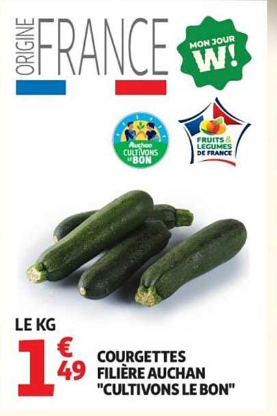 COURGETTES FILLIÈRE AUCHAN "CULTIVONS LE BON