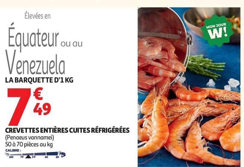 Crevettes entières cuites réfrigérées