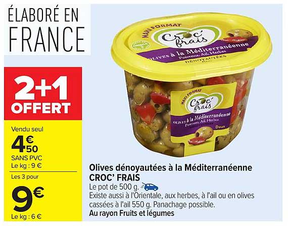 Croc’ Frais Olives dénoyautées à la Méditerranée