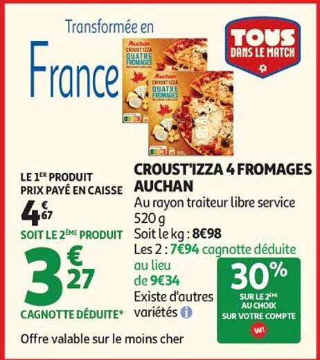 CROUSTIZZA 4 FROMAGES AUCHAN