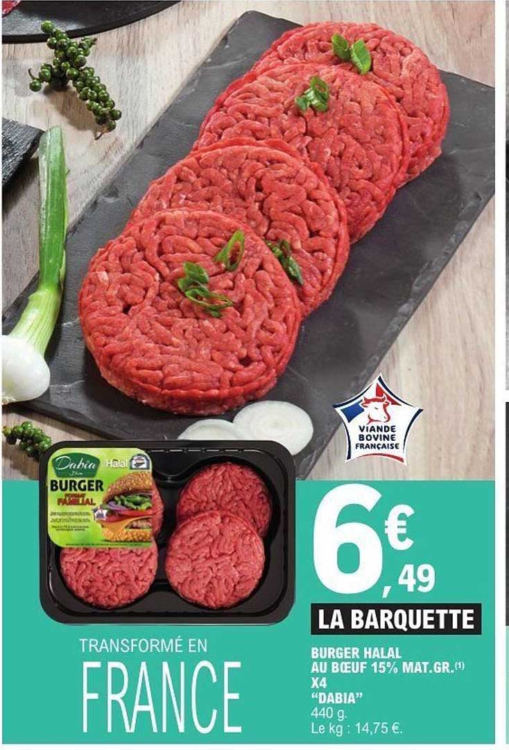 Dabia Burger Halal au bœuf 15% MAT.GR. x4