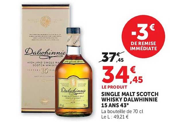 Dalwhinnie Single Malt Scotch Whisky 15 ans 43°