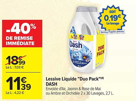 DASH Lessive Liquide "Duo Pack