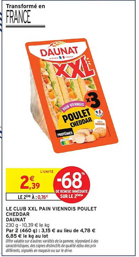 Daunat XXL Patin Viennois Poulet Cheddar