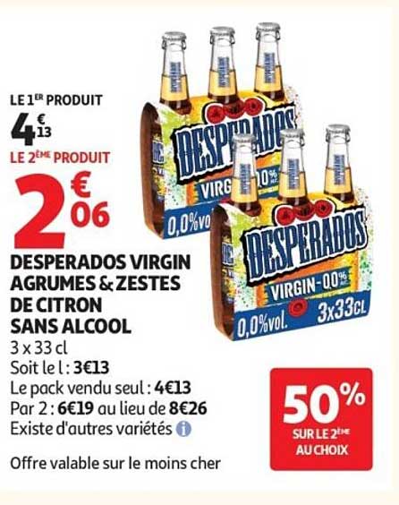 DESPERADOS VIRGIN AGRUMES & ZESTES DE CITRON SANS ALCOOL