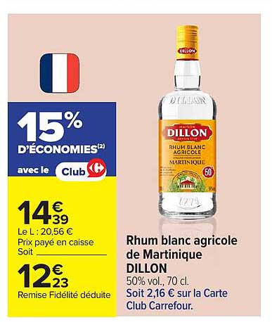 DILLON Rhum blanc agricole de Martinique