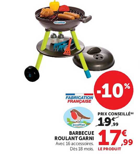 Ecoiffier Barbecue Roulant Garni
