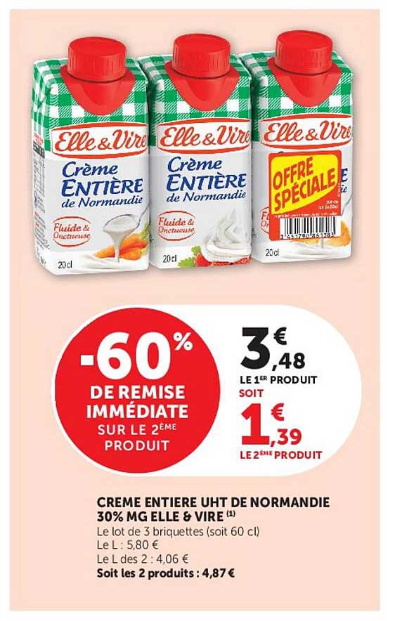 Elle & Vire Crème ENTIERE de Normandie