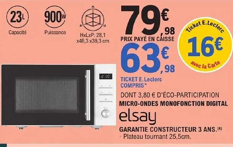elsay MICRO-ONDES MONOFONCTION DIGITAL
