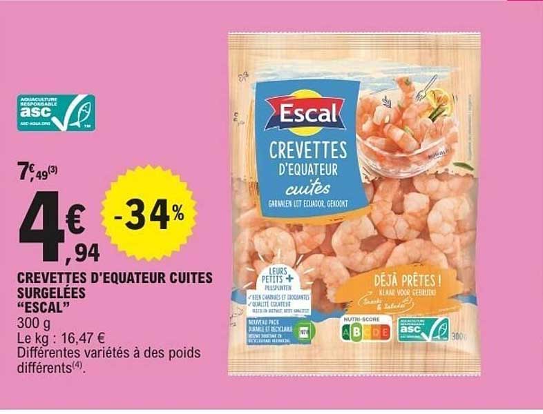 Escal Crevettes d'Equateur cuites