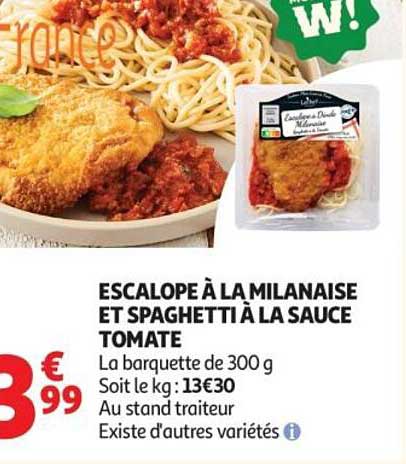 Escalope à la milanaise et spaghetti à la sauce tomate