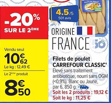 Filets de poulet CARREFOUR CLASSIC