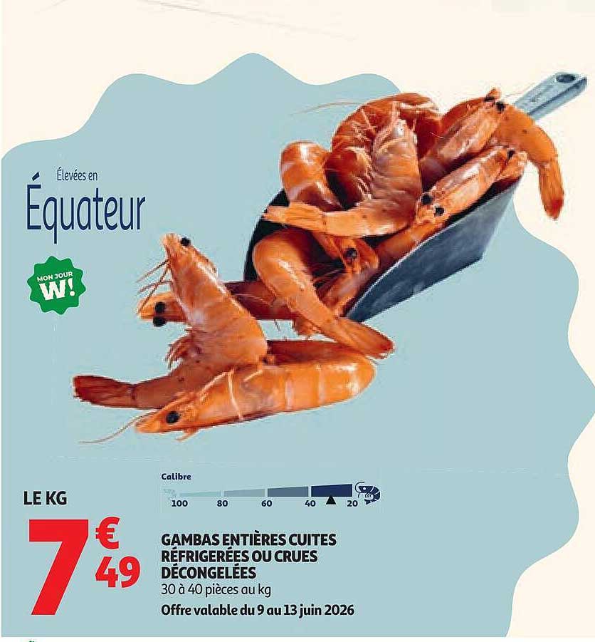 GAMBAS ENTIÈRES CUITES RÉFRIGÉRÉES OU CRUES DÉCONGELÉES