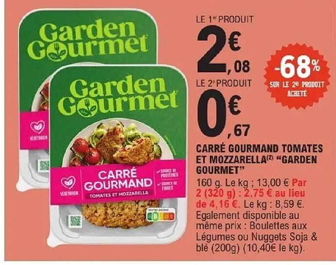 Garden Gourmet Carré Gourmand tomates et mozzarella