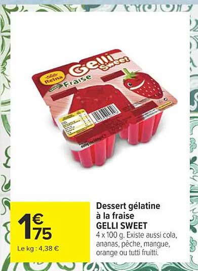 Gelli Sweet Dessert gélatine à la fraise