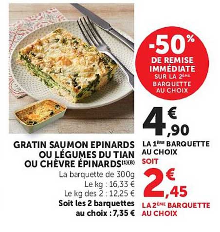 GRATIN SAUMON EPINARDS OU LÉGUMES DU TIAN OU CHÈVRE ÉPINARDS