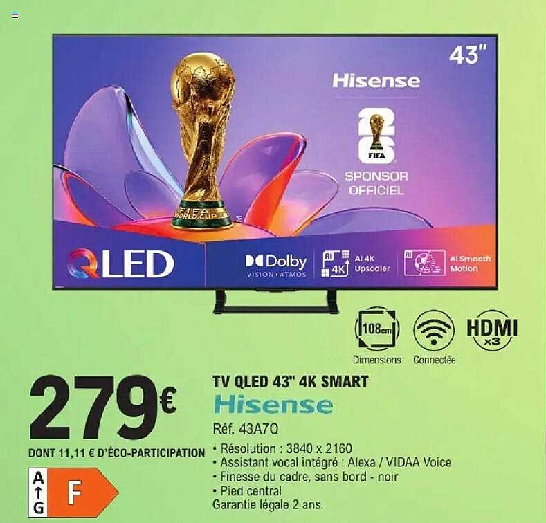 Hisense TV QLED 43" 4K SMART