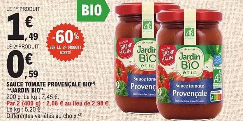 Jardin BIO étic Sauce tomate Provençale