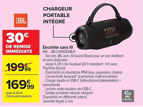 JBL Chargeur portable intégré