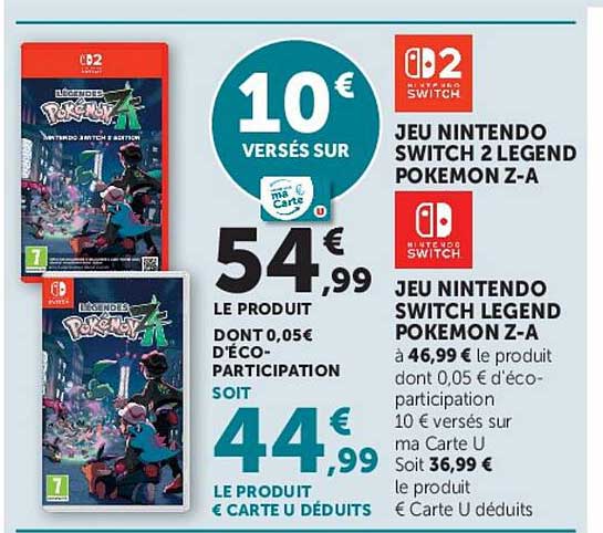 JEU NINTENDO SWITCH 2 LEGEND POKEMON Z-A