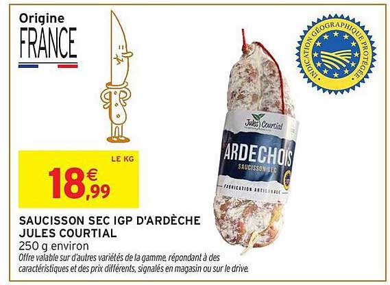 Jules Courtial Ardèchois SAUCISSON SEC IGP D'ARDÈCHE
