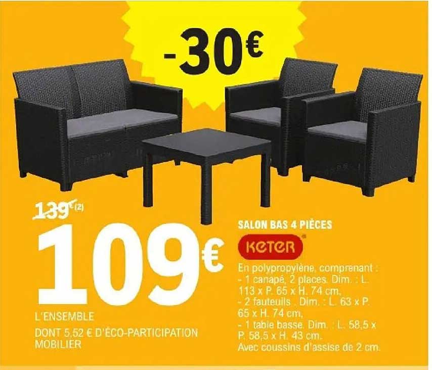 Keter Salon bas 4 pièces