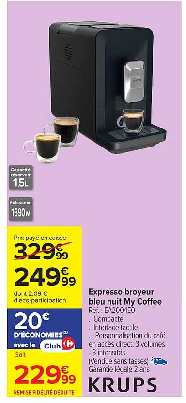 Krups Expresso broyeur bleu nuit My Coffee