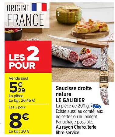 Le Galibier Saucisse droite nature