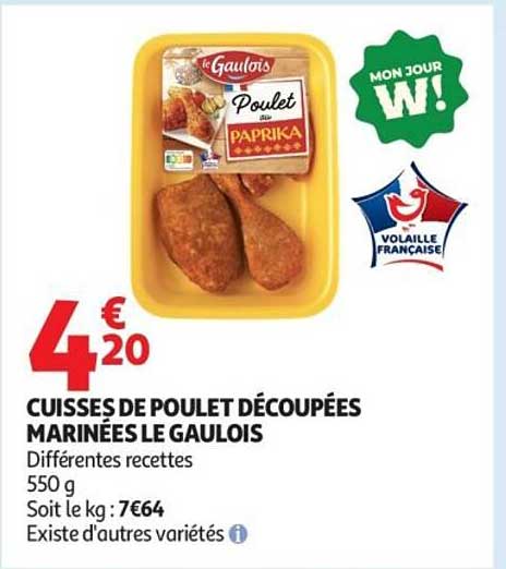 Le Gaulois Cuisses de poulet découpées marinées