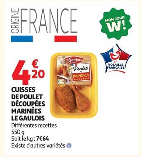 Le Gaulois Cuisses de poulet découpées marinées