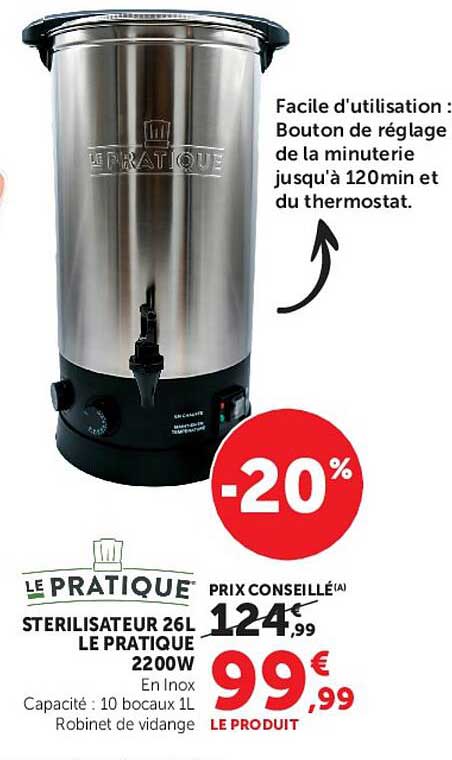 LE PRATIQUE STERILISATEUR 26L