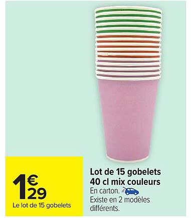 Lot de 15 gobelets