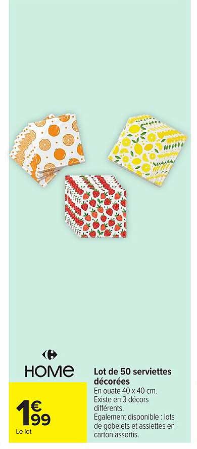 Lot de 50 serviettes décorées