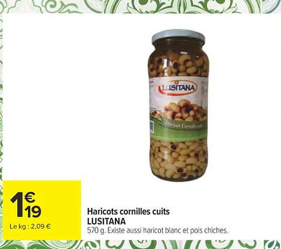 LUSITANA Haricots cornilles cuits
