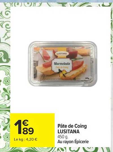 LUSITANA Pâte de Coing