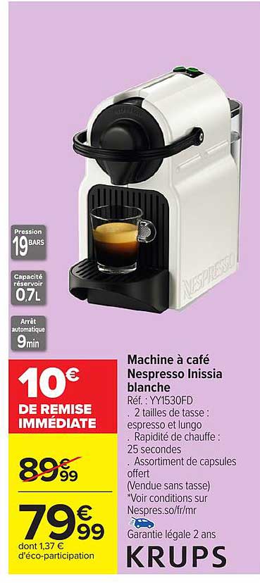 Machine à café Nespresso Inissia blanche